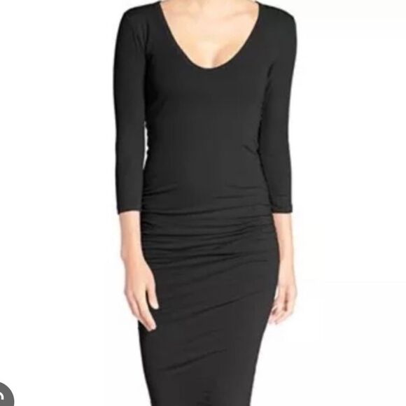 James Perse Ruched Long Sleeve Midi Dress - Picture 3 of 9